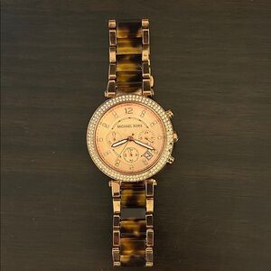 Michael Kors Gold Watch with Tortoise Band